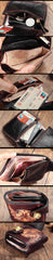 Brown Handmade Tooled Hannya Leather Mens Small Bifold Biker Wallet billfold Wallet For Men