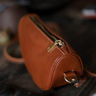 Brown LEATHER Saddle Side Bags WOMEN Contrast - Back View