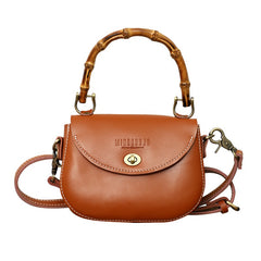 Brown LEATHER Small Cute HandBag WOMEN SHOULDER BAG Saddle Crossbody Purse FOR WOMEN