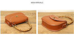 Brown LEATHER Small Cute HandBag WOMEN SHOULDER BAG Saddle Crossbody Purse FOR WOMEN