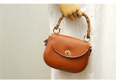 Brown LEATHER Small Cute HandBag WOMEN SHOULDER BAG Saddle Crossbody Purse FOR WOMEN