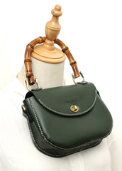 Green LEATHER Small Cute HandBag WOMEN SHOULDER BAG Saddle Crossbody Purse FOR WOMEN