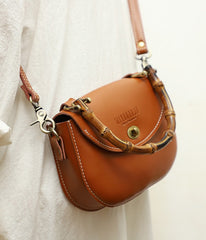 Brown LEATHER Small Cute HandBag WOMEN SHOULDER BAG Saddle Crossbody Purse FOR WOMEN