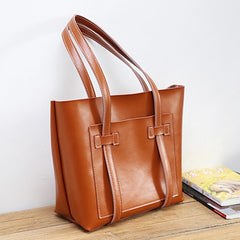 Brown LEATHER WOMEN Tote BAGs Handmade Strap Cute Shopper Tote Purses FOR WOMEN