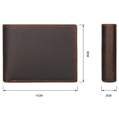 Black Leather Billfold Wallet for Men Black Bifold Wallet Coffee Leather Small Wallet For Men