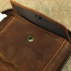 Brown Leather Men Billfold Wallet Leather Black Vertical Bifold Wallet with Coin Pockets For Men