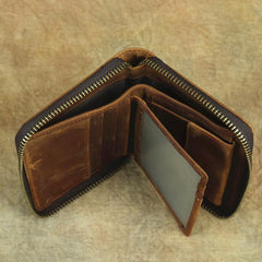 Brown Leather Men Billfold Wallet Leather Black Vertical Bifold Wallet with Coin Pockets For Men