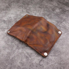 Brown Leather Men Billfold Wallet Leather Black Vertical Bifold Wallet with Coin Pocket For Men