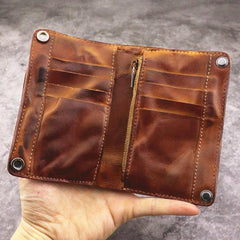 Brown Leather Men Billfold Wallet Leather Black Vertical Bifold Wallet with Coin Pocket For Men