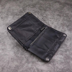 Brown Leather Men Billfold Wallet Leather Black Vertical Bifold Wallet with Coin Pocket For Men