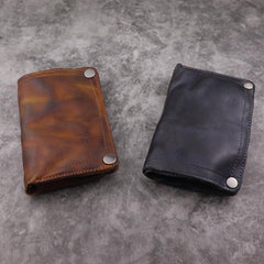 Brown Leather Men Billfold Wallet Leather Black Vertical Bifold Wallet with Coin Pocket For Men