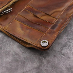 Brown Leather Men Billfold Wallet Leather Black Vertical Bifold Wallet with Coin Pocket For Men