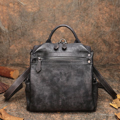 Vintage Red Leather Rucksack Womens School Backpack Ladies Leather Backpack Purses