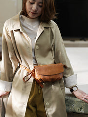 Brown Leather Womens Small Crossbody Bag Waist Bag Clutch Fanny Pack Wristlet Purse for Ladies
