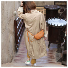Brown Leather Womens Small Crossbody Bag Waist Bag Clutch Fanny Pack Wristlet Purse for Ladies