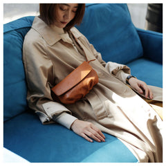 Brown Leather Womens Small Crossbody Bag Waist Bag Clutch Fanny Pack Wristlet Purse for Ladies