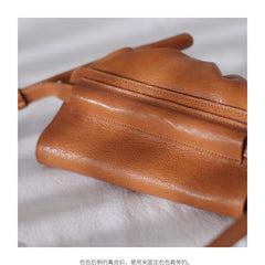 Brown Leather Womens Small Crossbody Bag Waist Bag Clutch Fanny Pack Wristlet Purse for Ladies