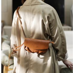Brown Leather Womens Small Crossbody Bag Waist Bag Clutch Fanny Pack Wristlet Purse for Ladies