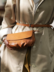 Brown Leather Womens Small Crossbody Bag Waist Bag Clutch Fanny Pack Wristlet Purse for Ladies