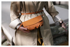 Brown Leather Womens Small Crossbody Bag Waist Bag Clutch Fanny Pack Wristlet Purse for Ladies