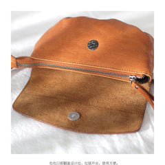 Brown Leather Womens Small Crossbody Bag Waist Bag Clutch Fanny Pack Wristlet Purse for Ladies