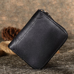 Purple Small Leather Bifold Wallet Around Zip Billfold Cute Women Zipper Wallet For Ladies