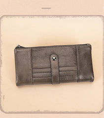 Brown Leather Long Wallet for Men Bifold - Size Detail