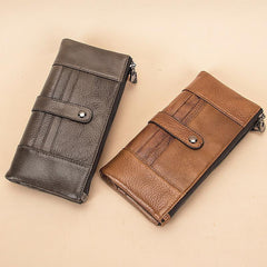 Brown Leather Long Wallet for Men Bifold - Lifestyle View