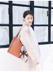 Brown Black Leather Womens Stylish Tote Bag Shoulder Bag For Women