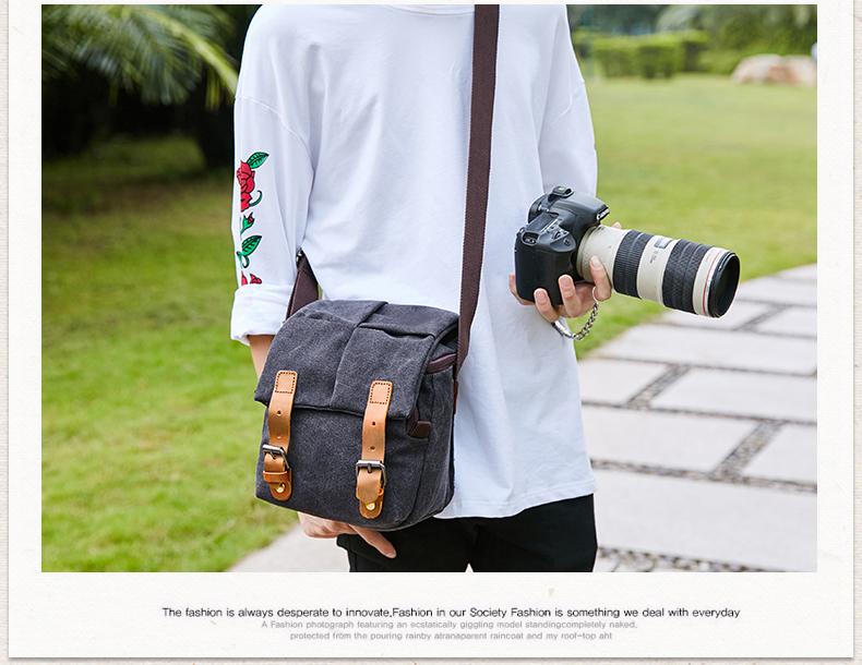 Waterproof Canvas Camera Bag Canvas DSLR Camera Shoulder Bag Vintage  Messenger Bag