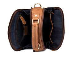 Brown Casual Leather 10 inches Vertical Side Bags Messenger Bag Courier Bag for Men