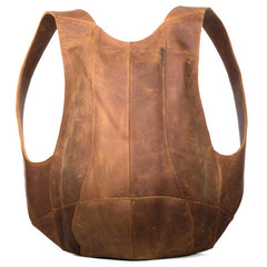 Cool Brown Leather Mens 13 inches Sport Backpack School Backpack Travel Backpack for Men