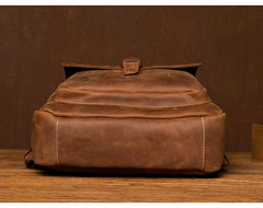 Casual Brown Large Leather Mens 15 inches Travel Backpack Computer Backpack School Backpack for Men