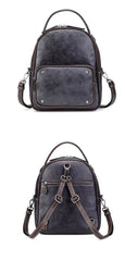 Brown Cool LEATHER Womens Small Red Backpack Mini College Backpack For Women