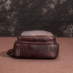 Tan Cool LEATHER MENS 8 inches Sling Bag One Shoulder Backpack Brown Chest Bag For Men