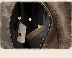 Brown Cool LEATHER MENS Sling Bag One Shoulder Backpack Chest Bag For Men