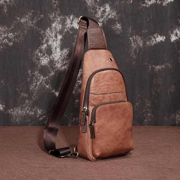Brown Cool LEATHER MENS 8 inches Sling - Back View
