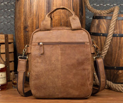 Cool Brown Leather 12 inches Vertical Courier Bags Messenger Bags Camel Postman Bags for Men