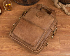 Cool Brown Leather 12 inches Vertical Courier Bags Messenger Bags Camel Postman Bags for Men