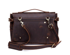 Brown Cool Leather 14 inches Briefcase Work Bag Business Bags Side Bag for Men