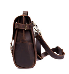 Brown Cool Leather 14 inches Briefcase Work Bag Business Bags Side Bag for Men