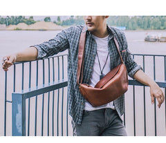 Brown Cool Leather Mens Saddle Messenger Bag Black Courier Bag Black Postman Bag For Men