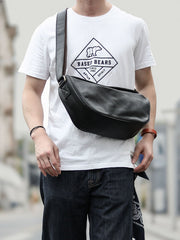 Brown Cool Leather Mens Saddle Messenger Bag Black Courier Bag Black Postman Bag For Men