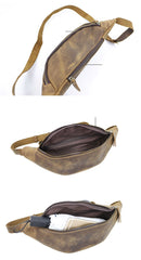 Brown Cool Leather Mens Fanny Pack Hip Pack Bum Pack Waist Bag Pack For Men
