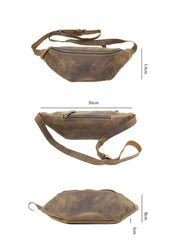 Brown Cool Leather Mens Fanny Pack Hip Pack Bum Pack Waist Bag Pack For Men