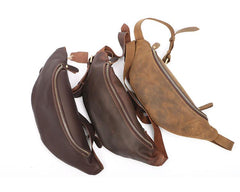 Brown Cool Leather Mens Fanny Pack Hip Pack Bum Pack Waist Bag Pack For Men