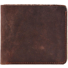 Brown Cool Leather Mens Small Wallet Bifold Vintage Slim billfold Wallet for Men