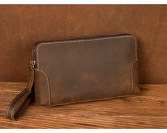 Cool Brown Mens long Wallet Wristlet Bag Clutch Wallet Envelope Wallet for Men
