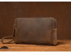 Cool Brown Mens long Wallet Wristlet Bag Clutch Wallet Envelope Wallet for Men