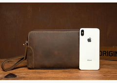 Cool Brown Mens long Wallet Wristlet Bag Clutch Wallet Envelope Wallet for Men